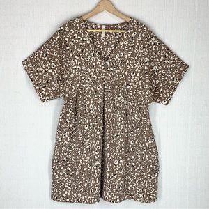 MTS Brown and White Leopard Print Mini Dress